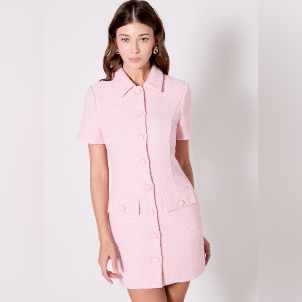 Endless Rose Women's Collared Tweed Mini Dress